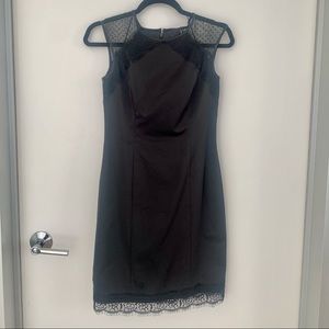 Aidan Mattox black dress with lace trim